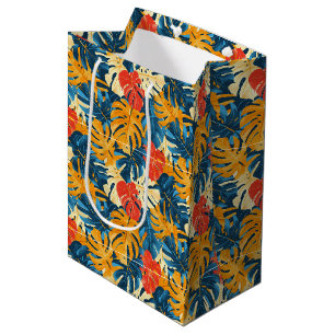 Cute tropical leaf beach pattern medium gift bag