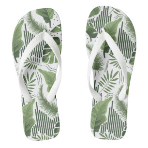 Cute Tropical leaf pattern Flip Flops