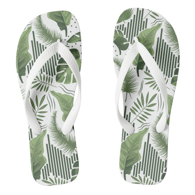 Cute Tropical leaf pattern Flip Flops (Footbed)