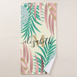 Cute Tropical Leaves Bath Towel