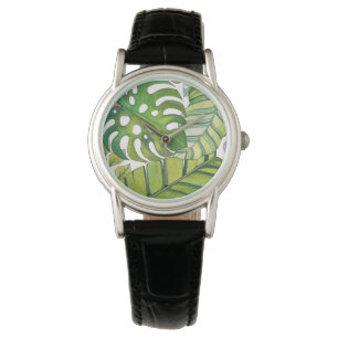 Cute Tropical Leaves In Watercolor Watch