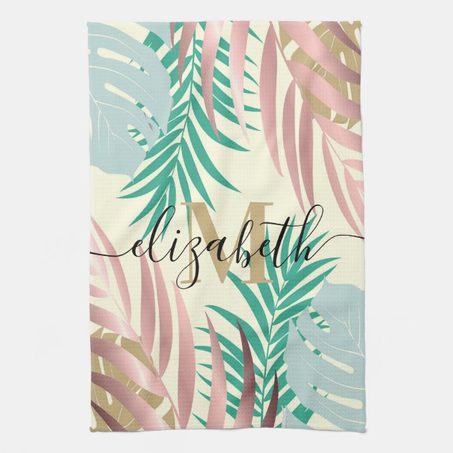 Cute Tropical Leaves Kitchen Towel (Vertical)