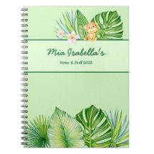 Cute Tropical Leopard Notebook - Customizable 