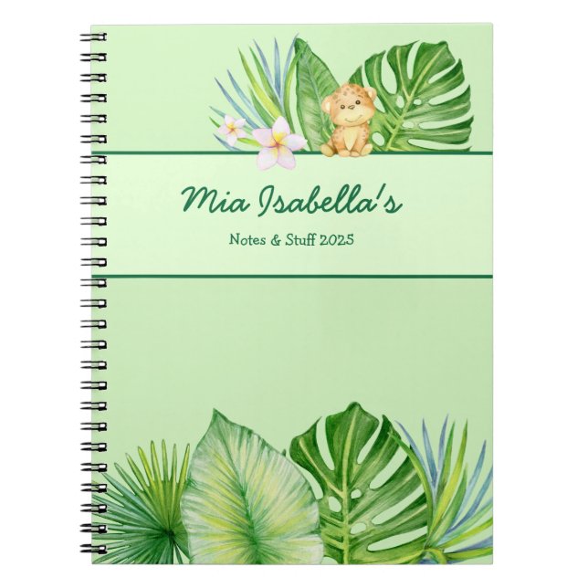 Cute Tropical Leopard Notebook - Customizable  (Front)