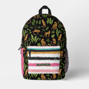 Cute Tropical Leopards Custom Name Printed Backpack
