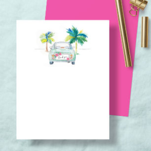 Cute Tropical Palm Tree & Car Watercolor Thank You