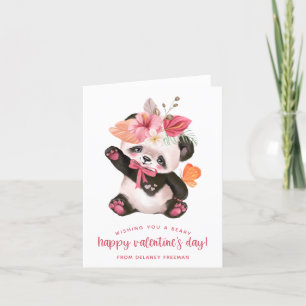Cute Tropical Panda Kids Valentine's Day Card