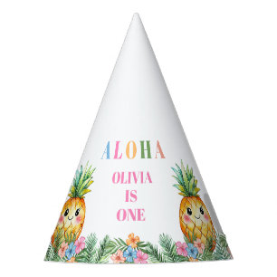 Cute Tropical Pineapple Aloha 1st Birthday Party Hat