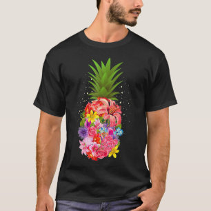 Cute Tropical Pineapple Flowers Aloha Hawaii Gift  T-Shirt