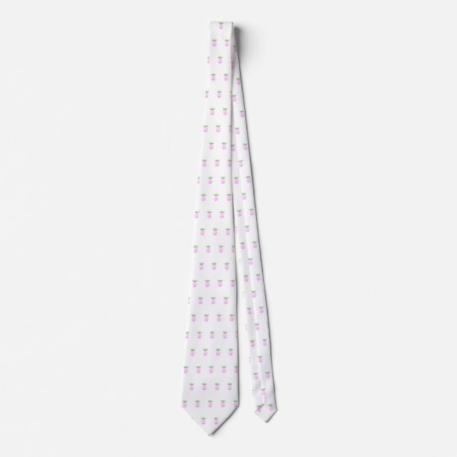 Cute Tropical Pink Pineapple Pattern  Tie (Front)