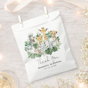 Cute Tropical Safari Wild Animals Jungle Greenery Favour Bag