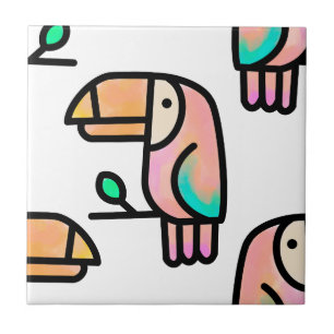 cute tropical toucan bird animal gift for kids  tile