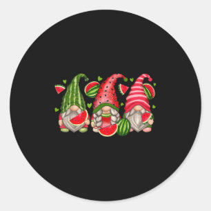 Cute Tropical Watermelon Gnomes Gnomies Summer Vac Classic Round Sticker