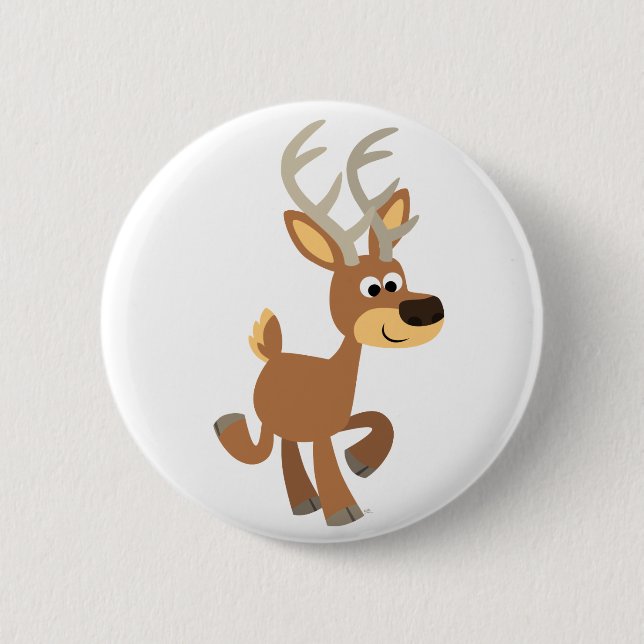 Cute Trotting Cartoon Deer Button Badge (Front)