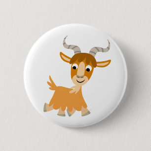 Cute Trotting Cartoon Goat Button Badge