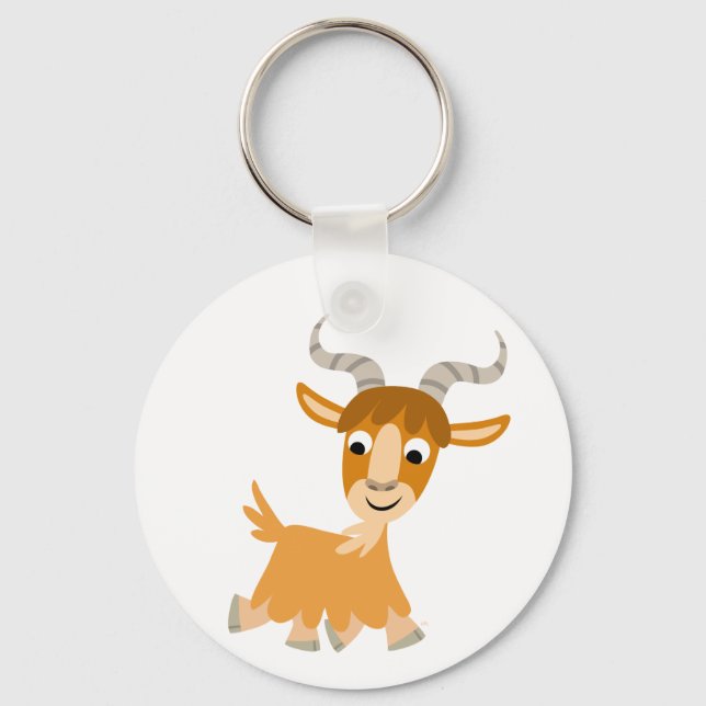 Cute Trotting Cartoon Goat Keychain (Front)