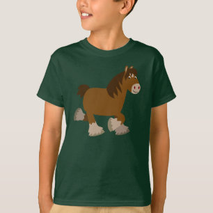 Cute Trotting Cartoon Shire Horse Children T-Shirt