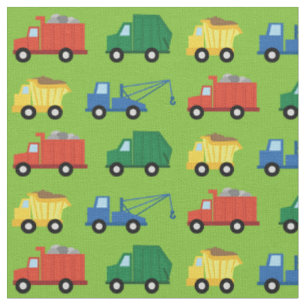 Cute Trucks Construction Kids Dump Garbage Fabric