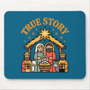 Cute True Story Family Christmas Pajamas Mouse Pad