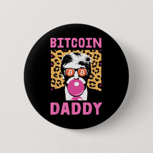 Cute Trump Bitcoin Daddy Crypto Finance Money Crew 2 Inch Round Button