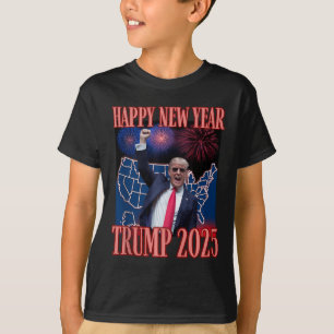 Cute Trump Happy New Year 2025 45 47 Outlaw Won Sa T-Shirt
