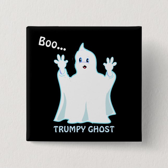 Cute Trumpy Ghost 2 Inch Square Button (Front)