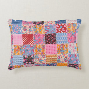 Cute tubes patchwork pattern accent pillow