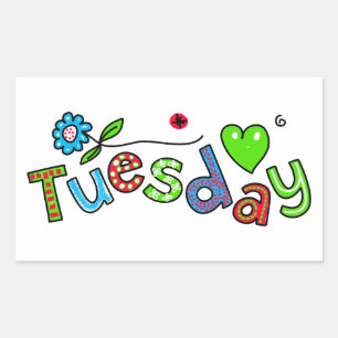 Cute Tuesday Week Day Greeting Text Expression Sticker