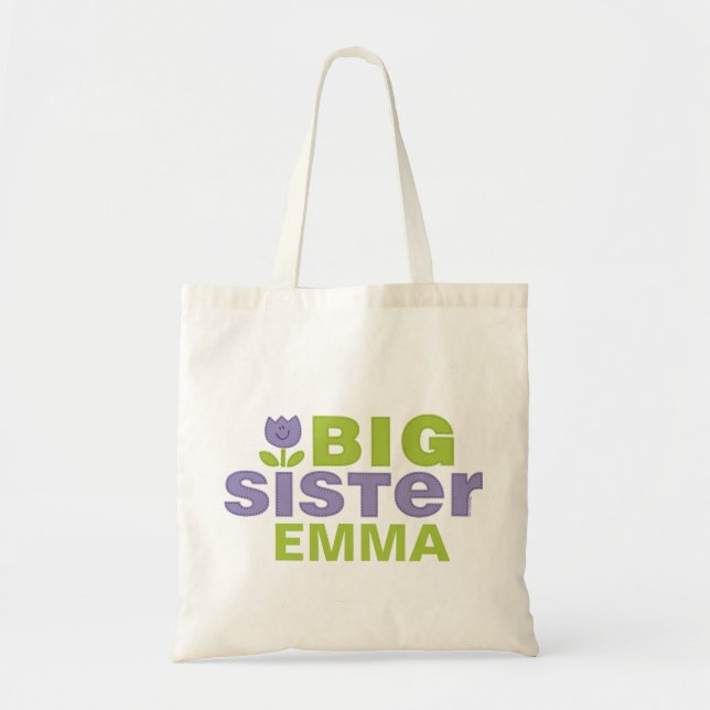 Cute Tulip Big Sister Personalized Tote Bag (Front)
