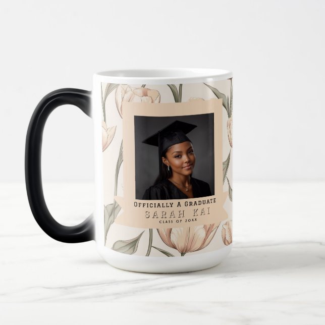 Cute Tulip Flower Graduation Party Magic Mug (Left)