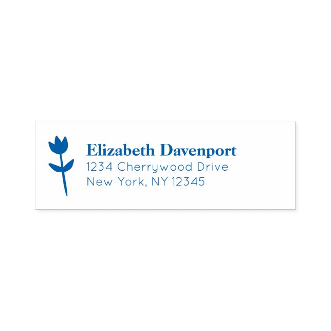Cute Tulip Flower Illustration Name and Address Self-inking Stamp (Design)