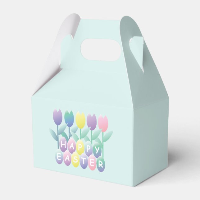 Cute Tulips Happy Easter Eggs Favour Box (Back Side)
