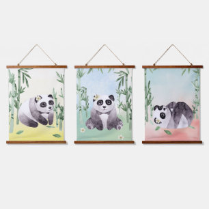 Cute Tumbling Panda Collection Hanging Tapestry