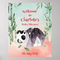 Cute Tumbling Panda Gender Baby Shower Welcome