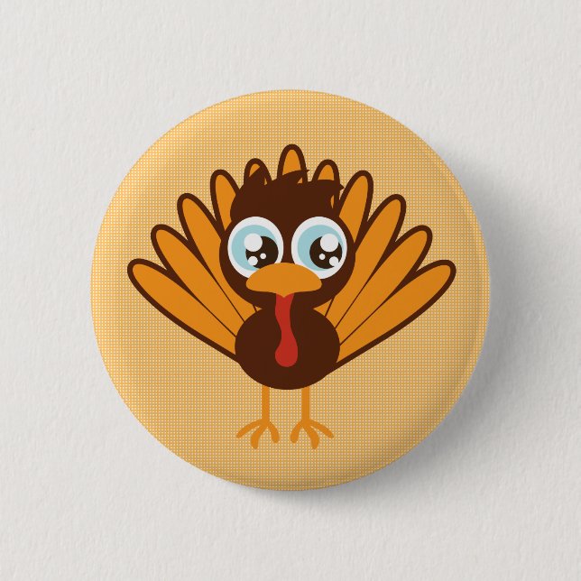 Cute Turkey 2 Inch Round Button (Front)