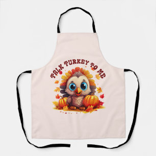 Cute Turkey and Autumn Foliage Apron