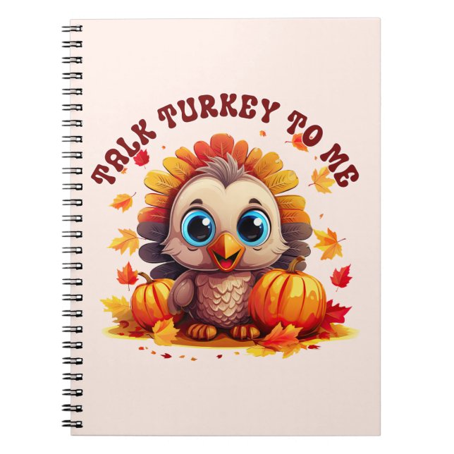 Cute Turkey and Autumn Foliage Notebook (Front)