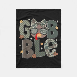Cute Turkey Camo Happy Thanksgiving Fall Kids Boy  Fleece Blanket