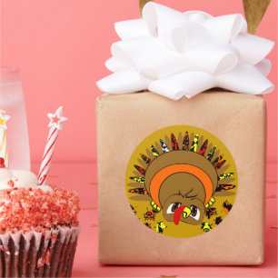 Cute Turkey Classic Round Sticker
