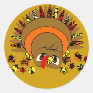 Cute Turkey Classic Round Sticker