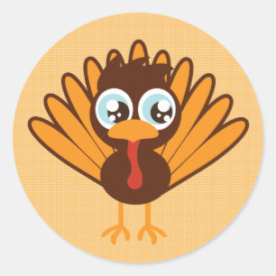 Cute Turkey Classic Round Sticker
