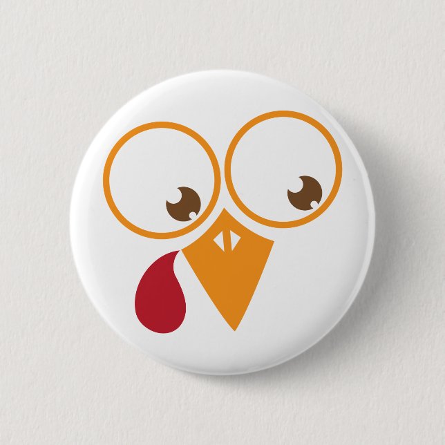 Cute turkey face 2 inch round button (Front)