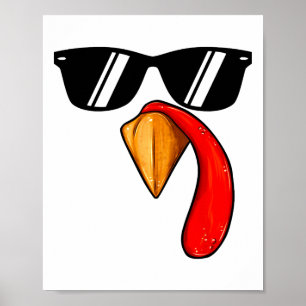 Cute Turkey Face Boy Thanksgiving Costume Turkey S Poster
