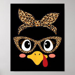 Cute Turkey Face Byndana Leopard Thanksgiving Wome Poster