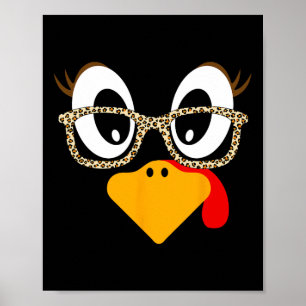 Cute Turkey Face Matching Family Costume Thanksgiv Poster