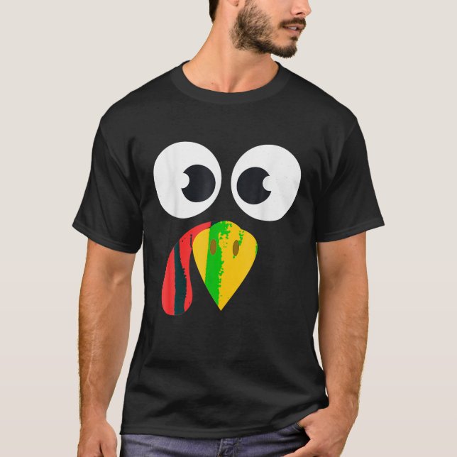 Cute Turkey Face Matching Family Costume Thanksgiv T-Shirt (Front)