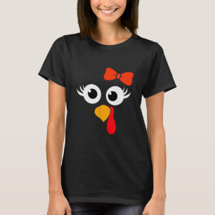 Cute Turkey Face Ribbon Thanksgiving Kid Toddler G T-Shirt