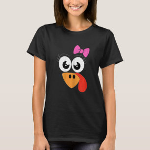 Cute Turkey Face Thanksgiving Fall Costume Women L T-Shirt