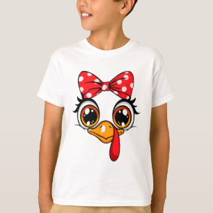 Cute Turkey Face Thanksgiving Girls Women Kids Gob T-Shirt