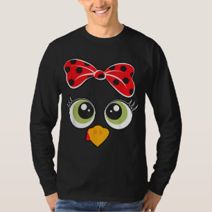 Cute Turkey Face Women Little Girls Funny Thanksgi T-Shirt